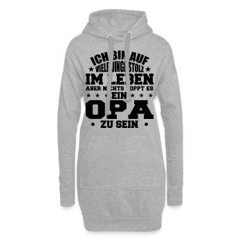 ich bin stolz wie ein Opa - Hoodie-Kleid - Grau meliert - Vorne