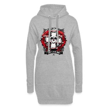 Schweiz | Switzerland | Suisse | Kreuz | Wappen - Hoodie-Kleid - Grau meliert - Vorne