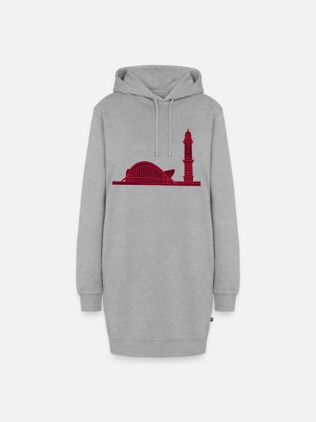 Leuchtturm Warnemünde 2 - Hoodie-Kleid - Grau meliert