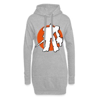 Manga-Bot vor Japan Sonne - Hoodie-Kleid - Grau meliert - Vorne