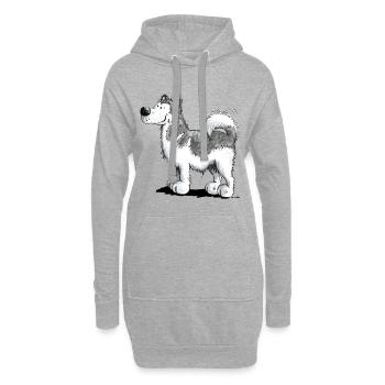 Alakan Malamute - Husky - Hund - Comic - Hoodie-Kleid - Grau meliert - Vorne