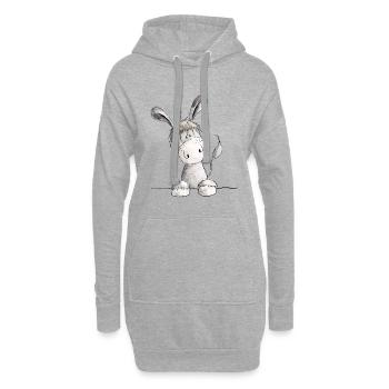 Fröhlicher Esel - Tier - Hoodie-Kleid - Grau meliert - Vorne