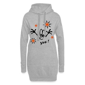 Silvester, Sterne, Yes - Hoodie-Kleid - Grau meliert - Vorne