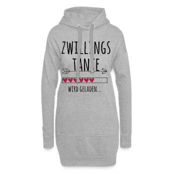 werdende Zwillingstante Schwangerschaft Zwillinge - Hoodie-Kleid - Grau meliert - Vorne