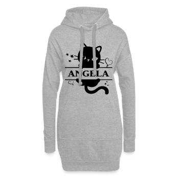 Name T-Shirt Angela T-Shirt Katze Geschenkidee - Hoodie-Kleid - Grau meliert - Vorne
