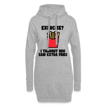Exercice? Je viens de dire frites supplémentaires # - Sweat-shirt à capuche long Femme - gris chiné - Devant