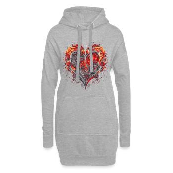Herz (Liebe), dynamisch by MEER DER IDEEN - Hoodie-Kleid - Grau meliert - Vorne