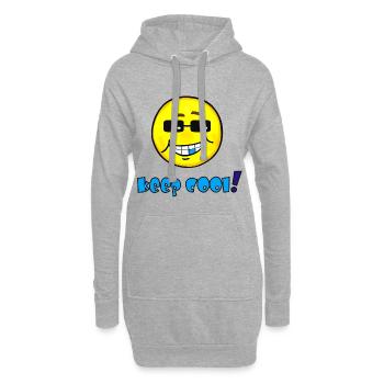 Keep cool - Lustiges Emoticon mit Sonnenbrille  - Hoodie-Kleid - Grau meliert - Vorne