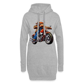 Stiere Motorrad / Motorradfahrer Stier - Hoodie-Kleid - Grau meliert - Vorne