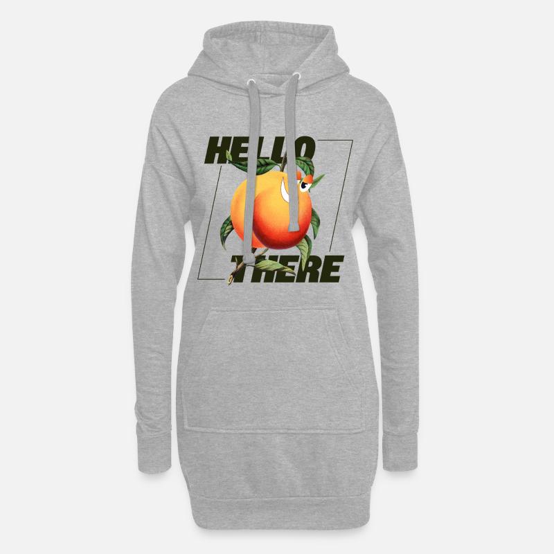 Peach Retro – Hello There Statement - Hoodie-Kleid - Grau meliert