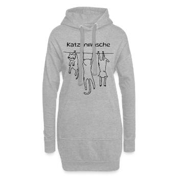 Chemise Funny Cat Wash Design - Sweat-shirt à capuche long Femme - gris chiné - Devant