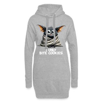 Skurrile Fledermaus Ich beiße nur Kekse lustige Karikatur - Hoodie-Kleid - Grau meliert - Vorne