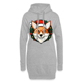 Füchse Weihnachten - Hoodie-Kleid - Grau meliert - Vorne
