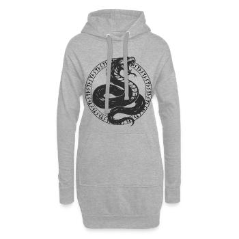 Serpent mit nordischen Runen und leuchtenden Augen - Hoodie-Kleid - Grau meliert - Vorne