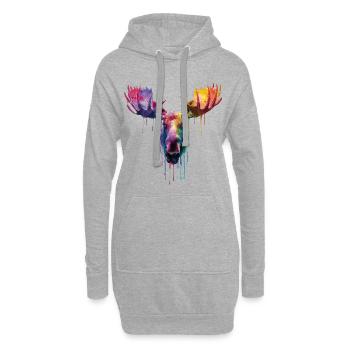 Moose Moose Head - Hoodie Dress - heather grey - Front