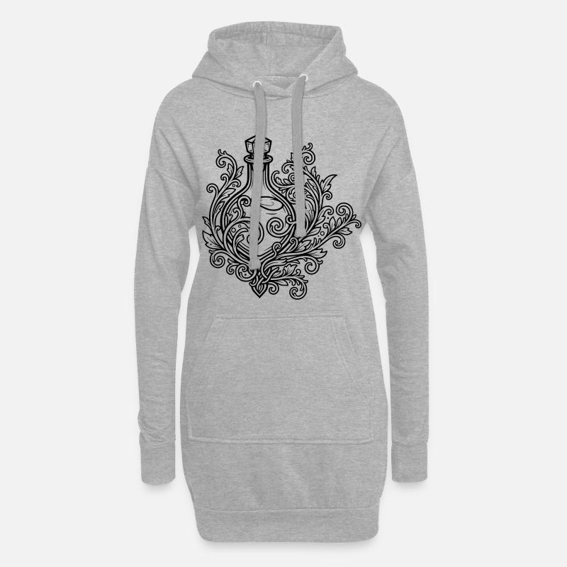 Fiole d'elixir et fleurs - Sweat-shirt à capuche long Femme - gris chiné