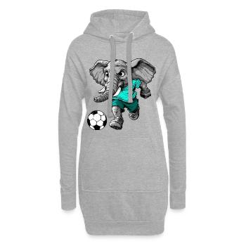 Fussballer Elefant - Hoodie-Kleid - Grau meliert - Vorne