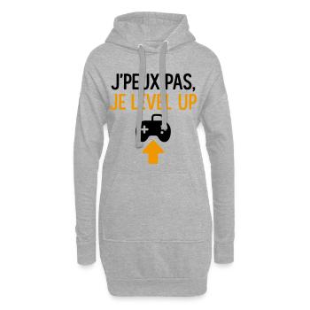 J’peux pas – je level up Geek Gamer Gaming - Sweat-shirt à capuche long Femme - gris chiné - Devant