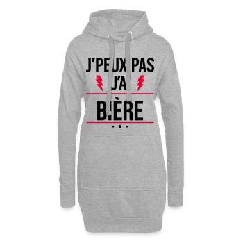 J’peux pas j’ai bière Humour Apéro - Sweat-shirt à capuche long Femme - gris chiné - Devant