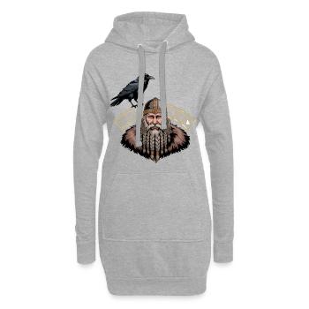 Légende viking viking marin Odin Raven Fighter - Sweat-shirt à capuche long Femme - gris chiné - Devant