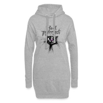 I feel purrrfect – süße Katze - Hoodie-Kleid - Grau meliert - Vorne