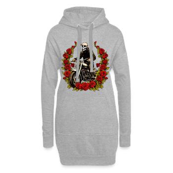 Roses squelette moto - Sweat-shirt à capuche long Femme - gris chiné - Devant
