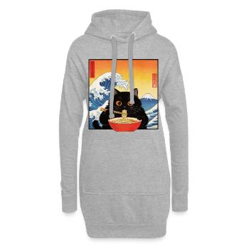 Süße Katzen-Ramen-Nudeln Japan Wellen-Geschenk-Retra - Hoodie-Kleid - Grau meliert - Vorne