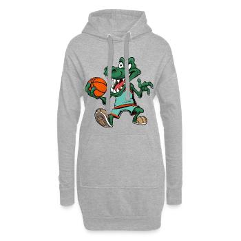 Basketballer Krokodil - Hoodie-Kleid - Grau meliert - Vorne