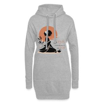 La paix commence avec vous – Silhouette Zen & Céré - Sweat-shirt à capuche long Femme - gris chiné - Devant