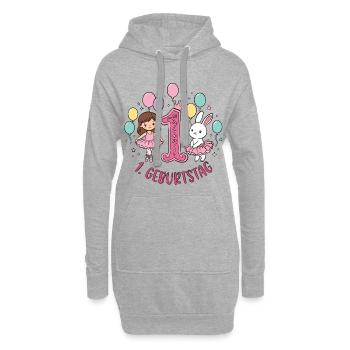  1. Geburtstag Ballerina  - Hoodie-Kleid - Grau meliert - Vorne