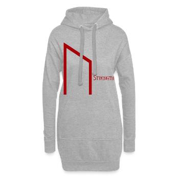 Rune Uruz avec Sens Rouge – Viking Futhark Norse - Sweat-shirt à capuche long Femme - gris chiné - Devant