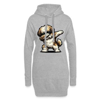 Tappage de Lhassa Apso - Sweat-shirt à capuche long Femme - gris chiné - Devant