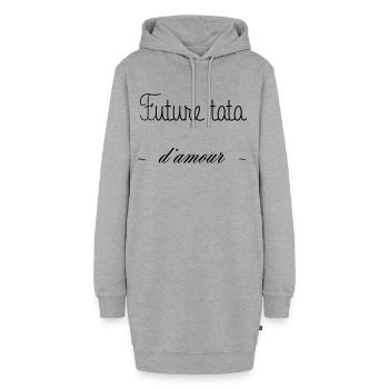 FUTURE TATA D AMOUR - Sweat-shirt à capuche long Femme - gris chiné - Devant