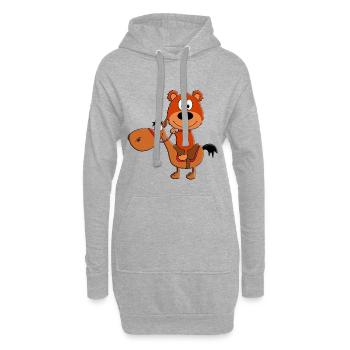 PONY - PFERD - REITEN - TEDDY - BÄR - TEDDYBÄR - Hoodie-Kleid - Grau meliert - Vorne