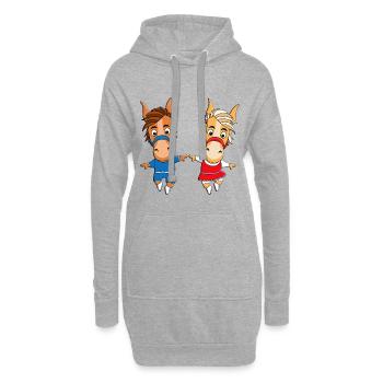 PONYS - PONY - PFERDE - PFERD - TANZEN - LIEBE - Hoodie-Kleid - Grau meliert - Vorne