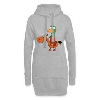 REITEN - PFERD - PONY - ENTE - ERPEL - REITER - Hoodie-Kleid - Grau meliert - Vorne