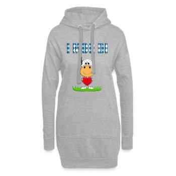 I MOG DI - KUH - HERZ - LIEBE - VERLIEBT - TIER - Hoodie-Kleid - Grau meliert - Vorne