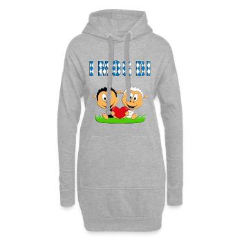 SCHAFE - I MOG DI - LIEBE - HERZ - VERLIEBT - LOVE - Hoodie-Kleid - Grau meliert - Vorne