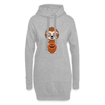 FAULTIER - HALLOWEEN - KÜRBIS - SCHNITZEN - TIER - Hoodie-Kleid - Grau meliert - Vorne