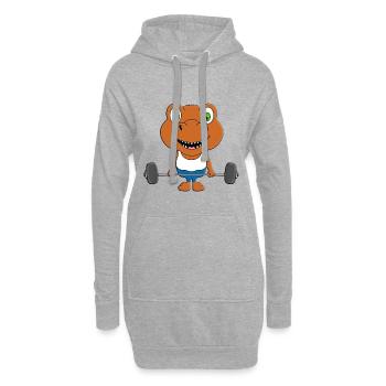 GEWICHTHEBER - DINO - DINOSAURIER - FITNESS - TIER - Hoodie-Kleid - Grau meliert - Vorne