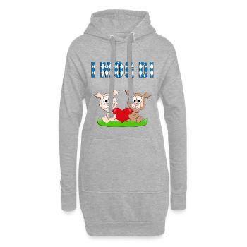 I MOG DI - LAMA - ALPAKA - HERZ - LIEBE - TIERE - Hoodie-Kleid - Grau meliert - Vorne