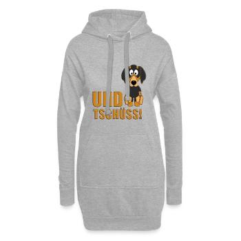 DACKEL - TECKEL - DACHSHUND - HUND - JAGDHUND - Hoodie-Kleid - Grau meliert - Vorne