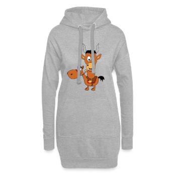 REITEN - PFERD - PONY - STIER - BULLE - KUH - Hoodie-Kleid - Grau meliert - Vorne