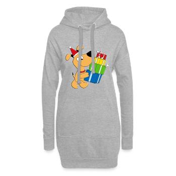 GESCHENKE - WEIHNACHTEN - HUND - HUNDE - TIER - Hoodie-Kleid - Grau meliert - Vorne