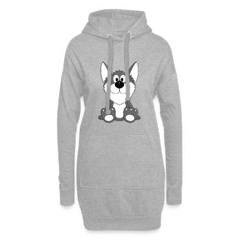 HUSKY - SCHLITTENHUND - HUND - TIER - TIERE - Hoodie-Kleid - Grau meliert - Vorne