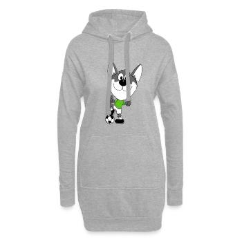 FUßBALL - HUSKY - HUND - SPORT - TIER - Hoodie-Kleid - Grau meliert - Vorne