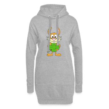 HASE - KANINCHEN - KLEEBLATT - TIER - Hoodie-Kleid - Grau meliert - Vorne
