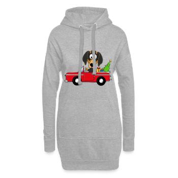 HUND - DACKEL - WEIHNACHTEN - AUTO - GESCHENKE - Hoodie-Kleid - Grau meliert - Vorne