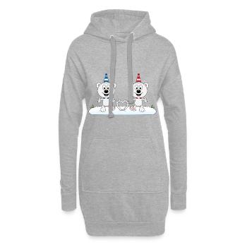 SCHNEE - HERZ - LIEBE - EISBÄREN - EISBÄR - LOVE - Hoodie-Kleid - Grau meliert - Vorne