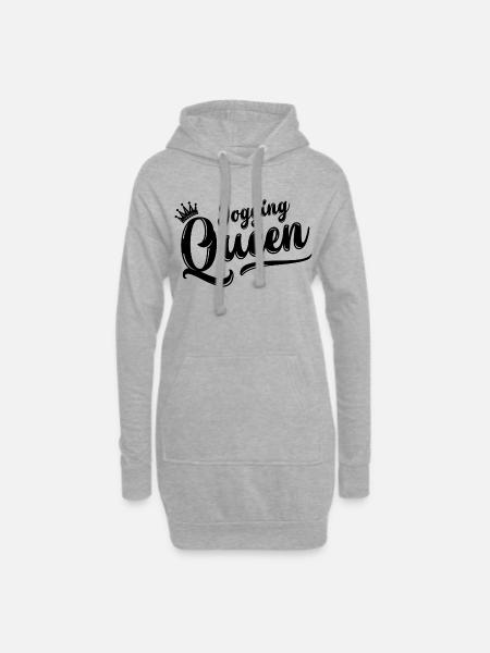 Jogging Queen Königin Joggen Laufen Sport Geschenk - Hoodie-Kleid - Grau meliert